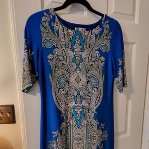 Shades of Blue Patterened Sheath Dress | size 6